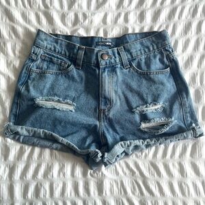 Fashion Nova Blue Distressed Jean Shorts Casual